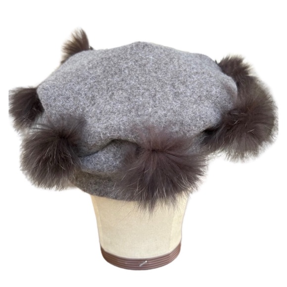Vintage Women’s Felted Wool & Fox Hat Beret ONE SIZE - Picture 2 of 3